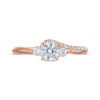 Thumbnail Image 3 of Memories Moments Magic Round-Cut Diamond Three-Stone Swirl Engagement Ring 3/4 ct tw 14K Rose Gold