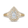 Thumbnail Image 2 of Pear-Shaped Diamond Double Halo Engagement Ring 1 ct tw 14K Yellow Gold