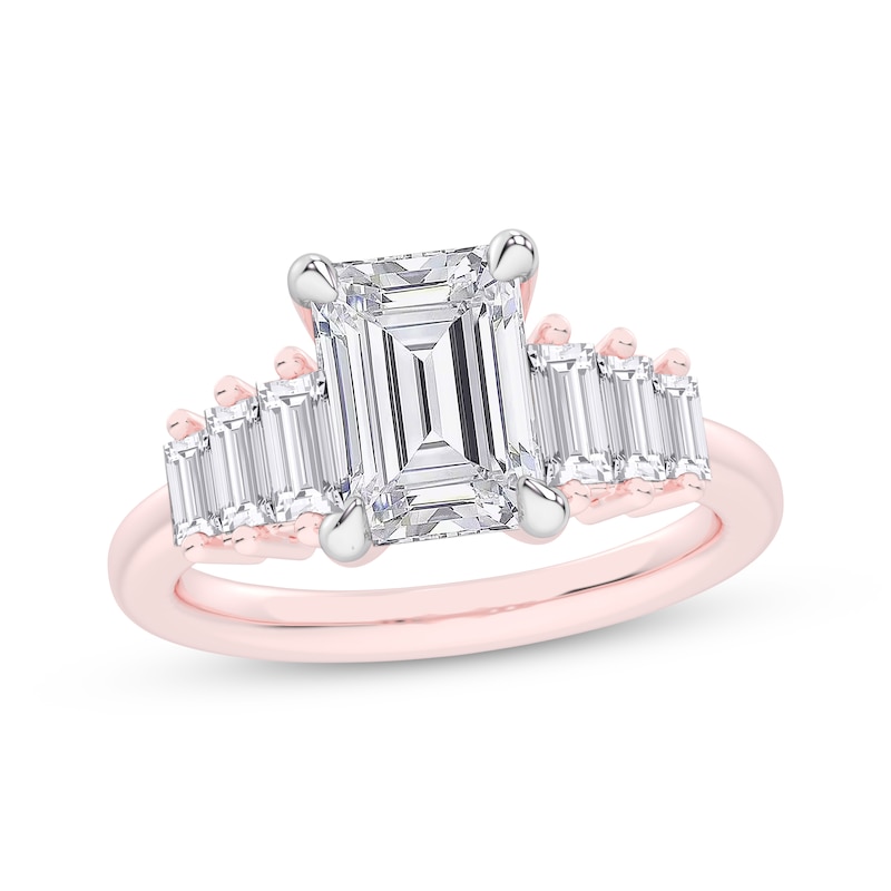 Main Image 1 of Lab-Grown Diamonds by KAY Emerald-Cut Engagement Ring 2-5/8 ct tw 14K Rose Gold