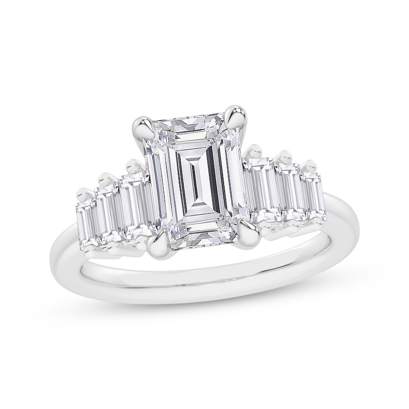 Main Image 1 of Lab-Grown Diamonds by KAY Emerald-Cut Engagement Ring 2-5/8 ct tw 14K White Gold