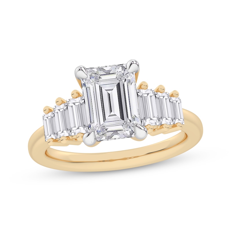 Main Image 1 of Lab-Grown Diamonds by KAY Emerald-Cut Engagement Ring 2-5/8 ct tw 14K Yellow Gold