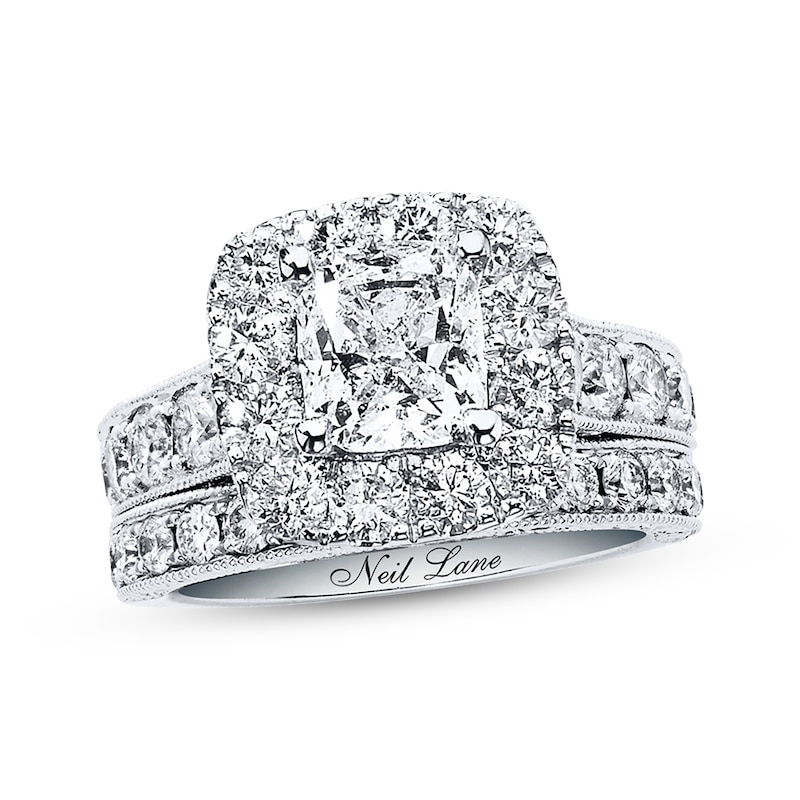 Main Image 1 of Neil Lane Cushion-cut Diamond Bridal Set 3-1/4ct tw 14K White Gold Size 5