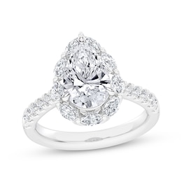 Lab-Grown Diamonds by KAY Pear-Shaped Halo Engagement Ring 2-3/4 ct tw 14K White Gold