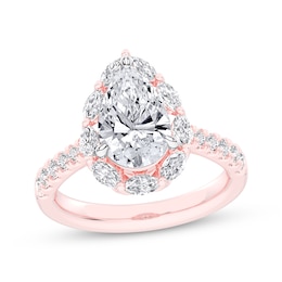 Now + Forever Lab-Grown Diamonds Pear-Shaped Halo Engagement Ring 2-3/4 ct tw 14K Rose Gold