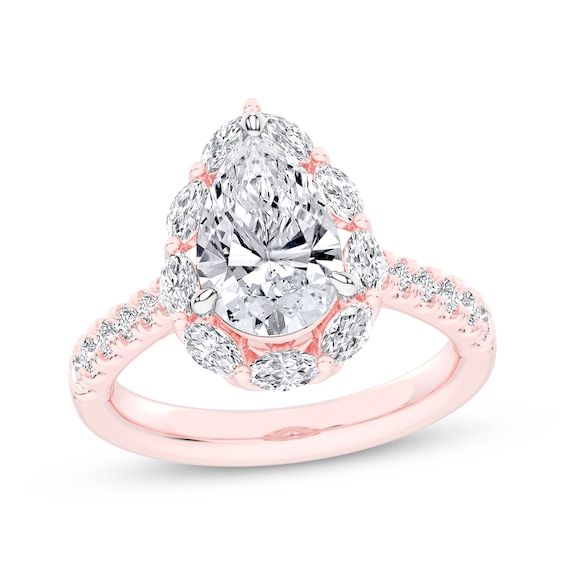 Lab-Created Diamonds by KAY Pear-Shaped Halo Engagement Ring 2-3/4 ct tw 14K Rose Gold
