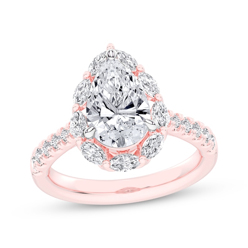 Main Image 1 of Lab-Grown Diamonds by KAY Pear-Shaped Halo Engagement Ring 2-3/4 ct tw 14K Rose Gold