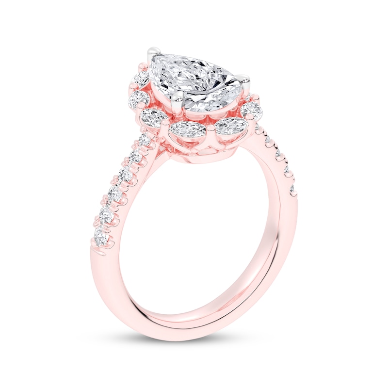 Main Image 2 of Lab-Grown Diamonds by KAY Pear-Shaped Halo Engagement Ring 2-3/4 ct tw 14K Rose Gold