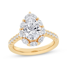 Now + Forever Lab-Grown Diamonds Pear-Shaped Halo Engagement Ring 2-3/4 ct tw 14K Yellow Gold