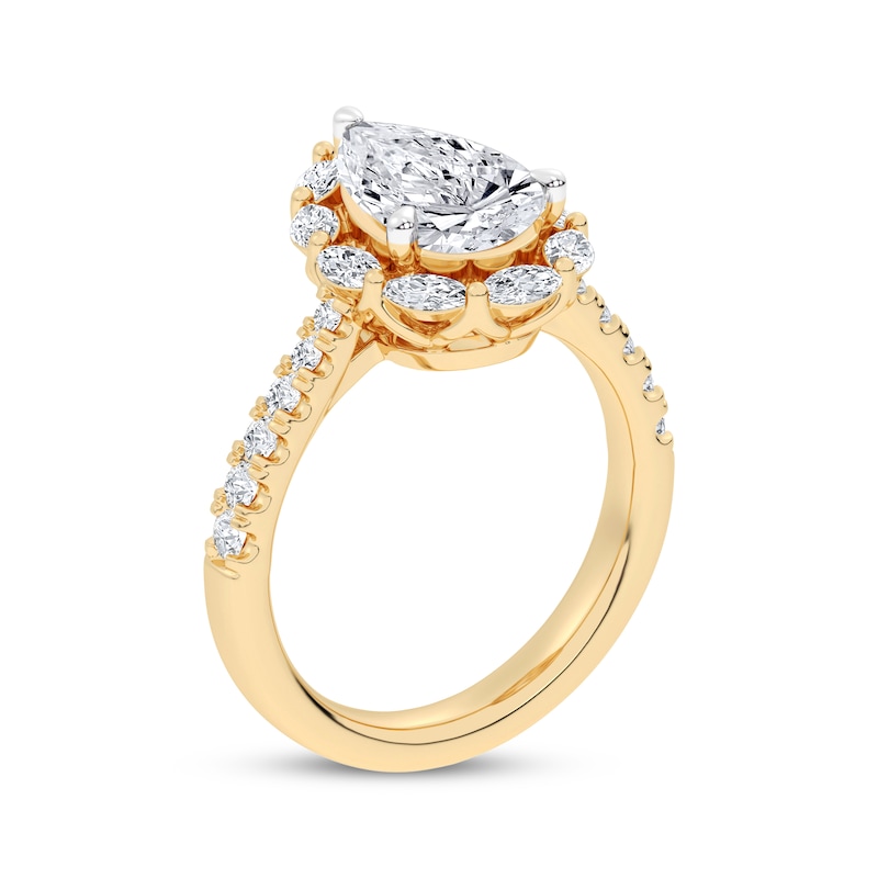 Main Image 2 of Lab-Grown Diamonds by KAY Pear-Shaped Halo Engagement Ring 2-3/4 ct tw 14K Yellow Gold