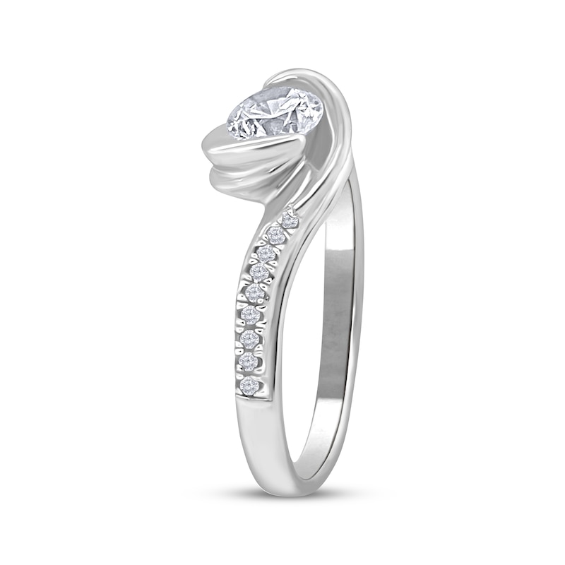 Main Image 2 of Round-Cut Diamond Bypass Engagement Ring 5/8 ct tw 14K White Gold