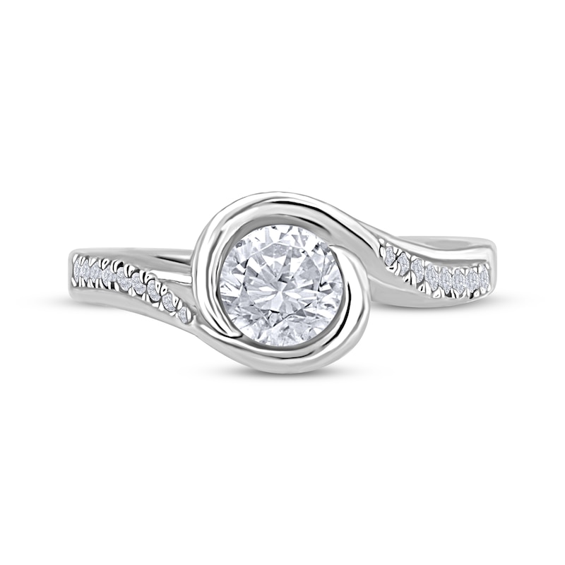 Main Image 3 of Round-Cut Diamond Bypass Engagement Ring 5/8 ct tw 14K White Gold