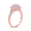 Thumbnail Image 2 of Multi-Diamond Cushion-Shaped Double Halo Engagement Ring 3/8 ct tw 10K Rose Gold