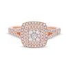 Thumbnail Image 3 of Multi-Diamond Cushion-Shaped Double Halo Engagement Ring 3/8 ct tw 10K Rose Gold