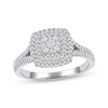 Thumbnail Image 1 of Multi-Diamond Cushion-Shaped Double Halo Engagement Ring 3/8 ct tw 10K White Gold