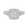 Thumbnail Image 3 of Multi-Diamond Cushion-Shaped Double Halo Engagement Ring 3/8 ct tw 10K White Gold