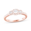 Thumbnail Image 1 of Diamond Three-Stone Halo Engagement Ring 1/2 ct tw 14K Rose Gold