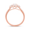 Thumbnail Image 3 of Diamond Three-Stone Halo Engagement Ring 1/2 ct tw 14K Rose Gold