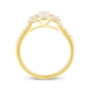 Thumbnail Image 3 of Diamond Three-Stone Halo Engagement Ring 1/2 ct tw 14K Yellow Gold