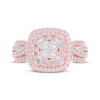 Thumbnail Image 3 of Princess-Cut Quad Diamond Double Halo Engagement Ring 1 ct tw 14K Rose Gold