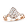 Thumbnail Image 1 of Now + Forever Multi-Diamond Center Pear-Shaped Halo Engagement Ring 1/2 ct tw 14K Rose Gold