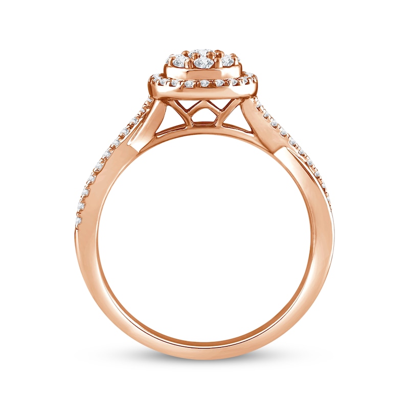 Main Image 3 of Now + Forever Multi-Diamond Center Pear-Shaped Halo Engagement Ring 1/2 ct tw 14K Rose Gold