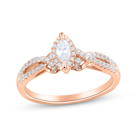 Marquise-Cut Diamond Engagement Ring 1/2 ct tw 14K Rose Gold