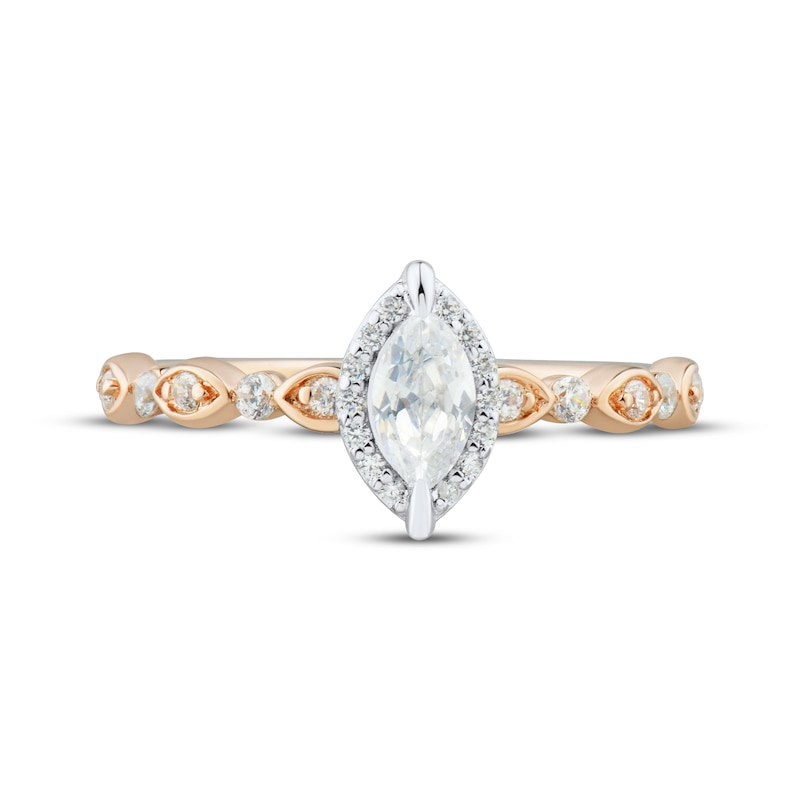 Main Image 3 of Marquise-Cut Diamond Engagement Ring 1/2 ct tw 14K Two-Tone Gold