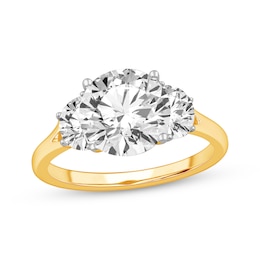 Memories Moments Magic Lab-Grown Diamonds by KAY Round-Cut Three-Stone Engagement Ring 3-3/4 ct tw 14K Yellow Gold