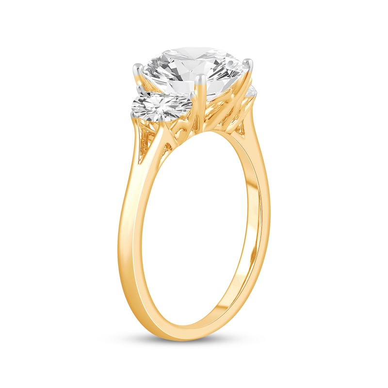 Memories Moments Magic Lab-Grown Diamonds by KAY Round-Cut Three-Stone Engagement Ring 3-3/4 ct tw 14K Yellow Gold