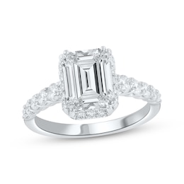 Now + Forever Lab-Grown Diamonds Emerald-Cut Engagement Ring 3-3/4 ct tw 14K White Gold