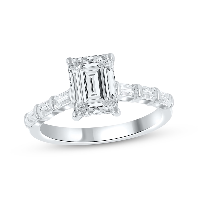 Main Image 1 of Lab-Grown Diamonds by KAY Emerald-Cut Engagement Ring 2-1/2 ct tw 14K White Gold