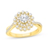 Thumbnail Image 1 of Round-Cut Diamond Starburst Halo Engagement Ring 1-1/4 ct tw 14K Yellow Gold