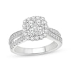 Thumbnail Image 1 of Multi-Diamond Cushion Halo Engagement Ring 1 ct tw 14K White Gold