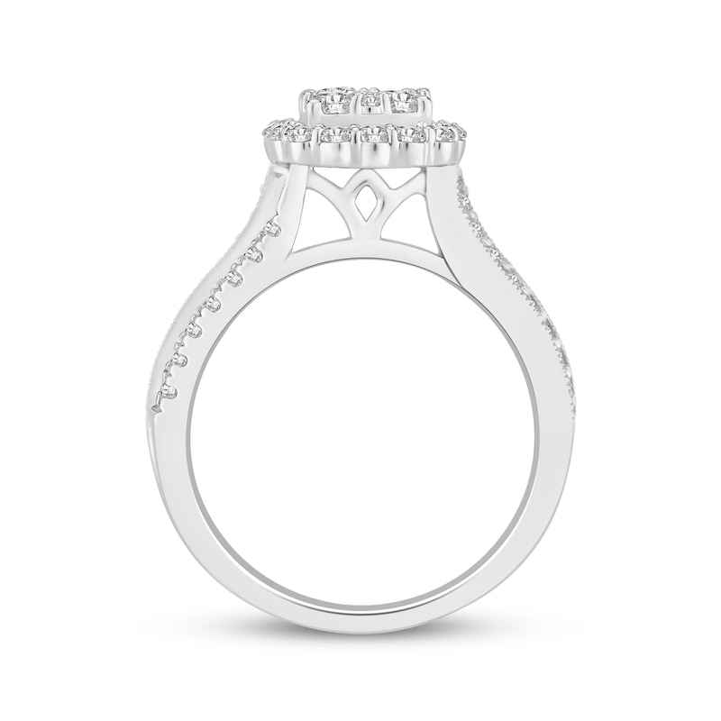 Main Image 2 of Multi-Diamond Cushion Halo Engagement Ring 1 ct tw 14K White Gold