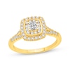 Thumbnail Image 1 of Princess-Cut Diamond Double Cushion Halo Engagement Ring 5/8 ct tw 14K Yellow Gold