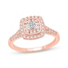 Thumbnail Image 1 of Princess-Cut Diamond Double Cushion Halo Engagement Ring 5/8 ct tw 14K Rose Gold