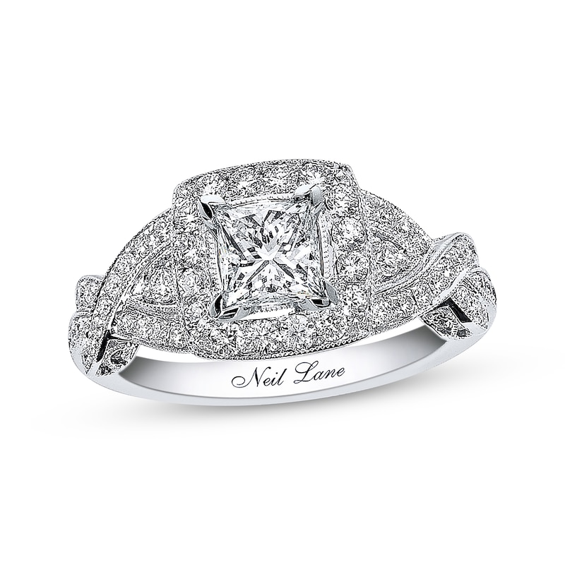 Main Image 1 of Neil Lane Princess-cut Diamond Engagement Ring 1-3/8ct tw 14K White Gold