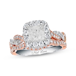 Neil Lane Princess-cut Diamond Bridal Set 1-3/4ct tw 14K White Gold and 14K Rose Gold