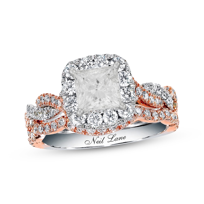 Neil Lane Princess-cut Diamond Bridal Set 1-3/4ct tw 14K White Gold and 14K Rose Gold