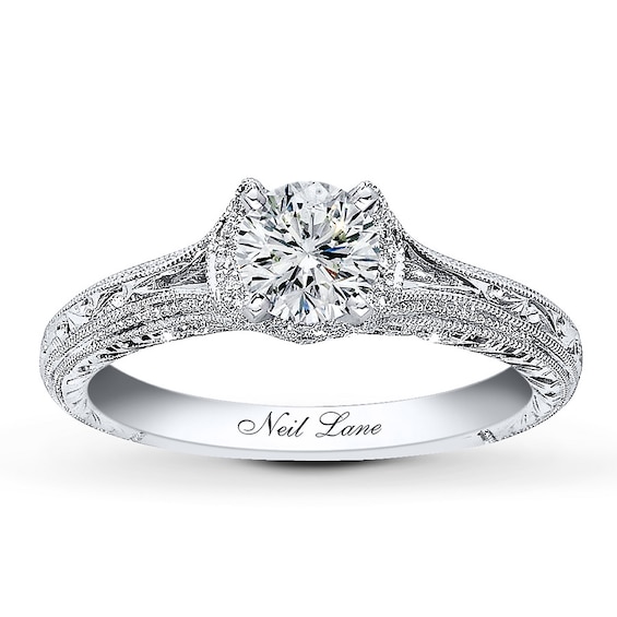 Neil Lane Round Diamond Engagement Ring 1/2ct tw 14K White Gold