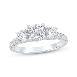 Lab-Created Diamonds by KAY Round-Cut Three-Stone Engagement Ring 2 ct tw 14K White Gold