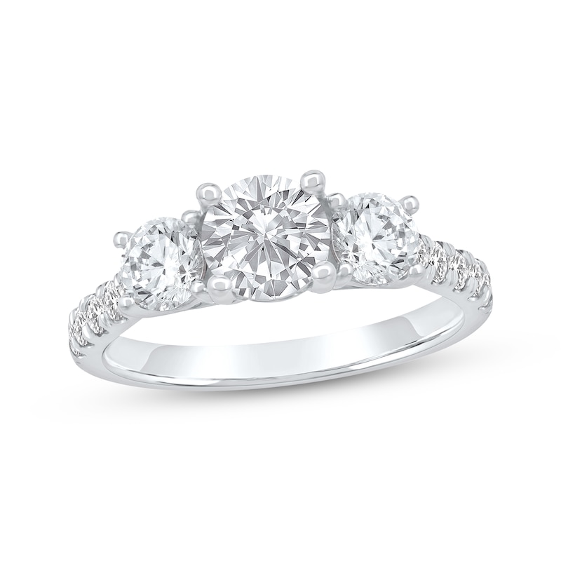 Main Image 1 of Memories Moments Magic Lab-Grown Diamonds Round-Cut Three-Stone Engagement Ring 2 ct tw 14K White Gold