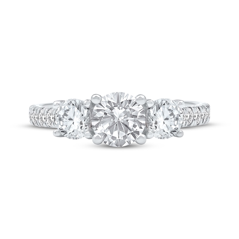 Lab-Created Diamonds by KAY Round-Cut Three-Stone Engagement Ring 2 ct tw 14K White Gold