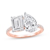 Thumbnail Image 1 of Toi et Moi Emerald-Cut & Pear-Shaped Lab-Grown diamond Engagement Ring 4-1/4 ct tw 14K Rose Gold