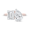 Thumbnail Image 3 of Toi et Moi Emerald-Cut & Pear-Shaped Lab-Grown diamond Engagement Ring 4-1/4 ct tw 14K Rose Gold