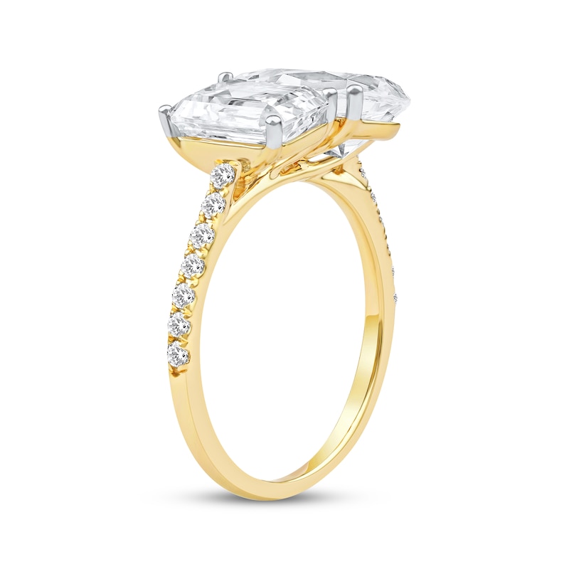 Toi et Moi Emerald-Cut & Pear-Shaped Lab-Grown diamond Engagement Ring 4-1/4 ct tw 14K Yellow Gold