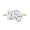 Thumbnail Image 3 of Toi et Moi Emerald-Cut & Pear-Shaped Lab-Grown diamond Engagement Ring 4-1/4 ct tw 14K Yellow Gold