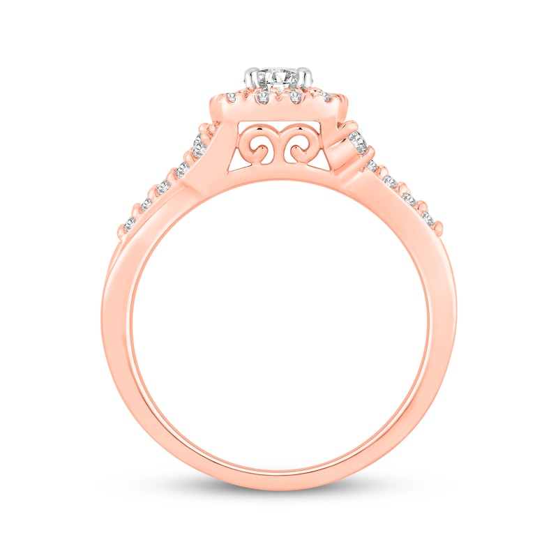 Round-Cut Diamond Halo Engagement Ring 3/4 ct tw 14K Rose Gold