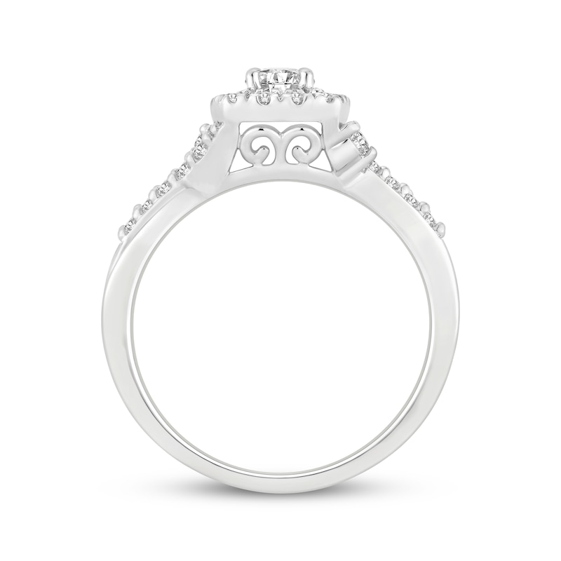 Round-Cut Diamond Halo Engagement Ring 3/4 ct tw 14K White Gold