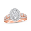 Thumbnail Image 1 of Multi-Diamond Center Oval Halo Engagement Ring 1 ct tw 14K Rose Gold